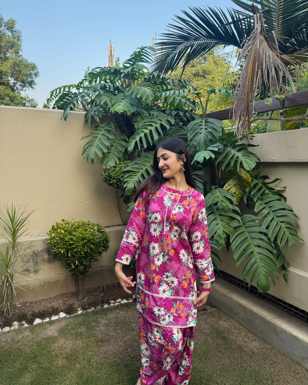 Pink Floral Shalwar Kameez