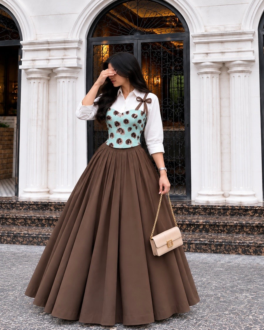 Corset Top Shirt & Skirt