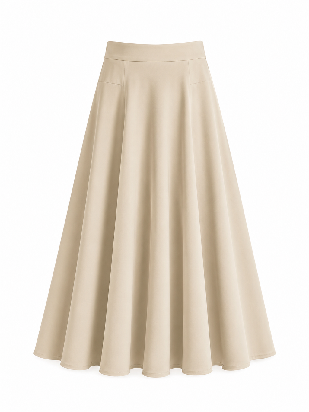 Beige Flared Umbrella Skirt
