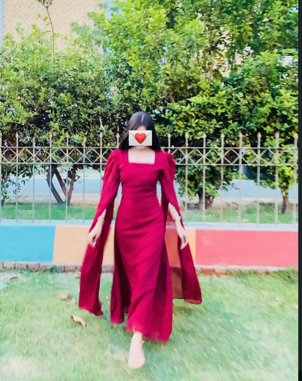Crimson Sleeves Dress