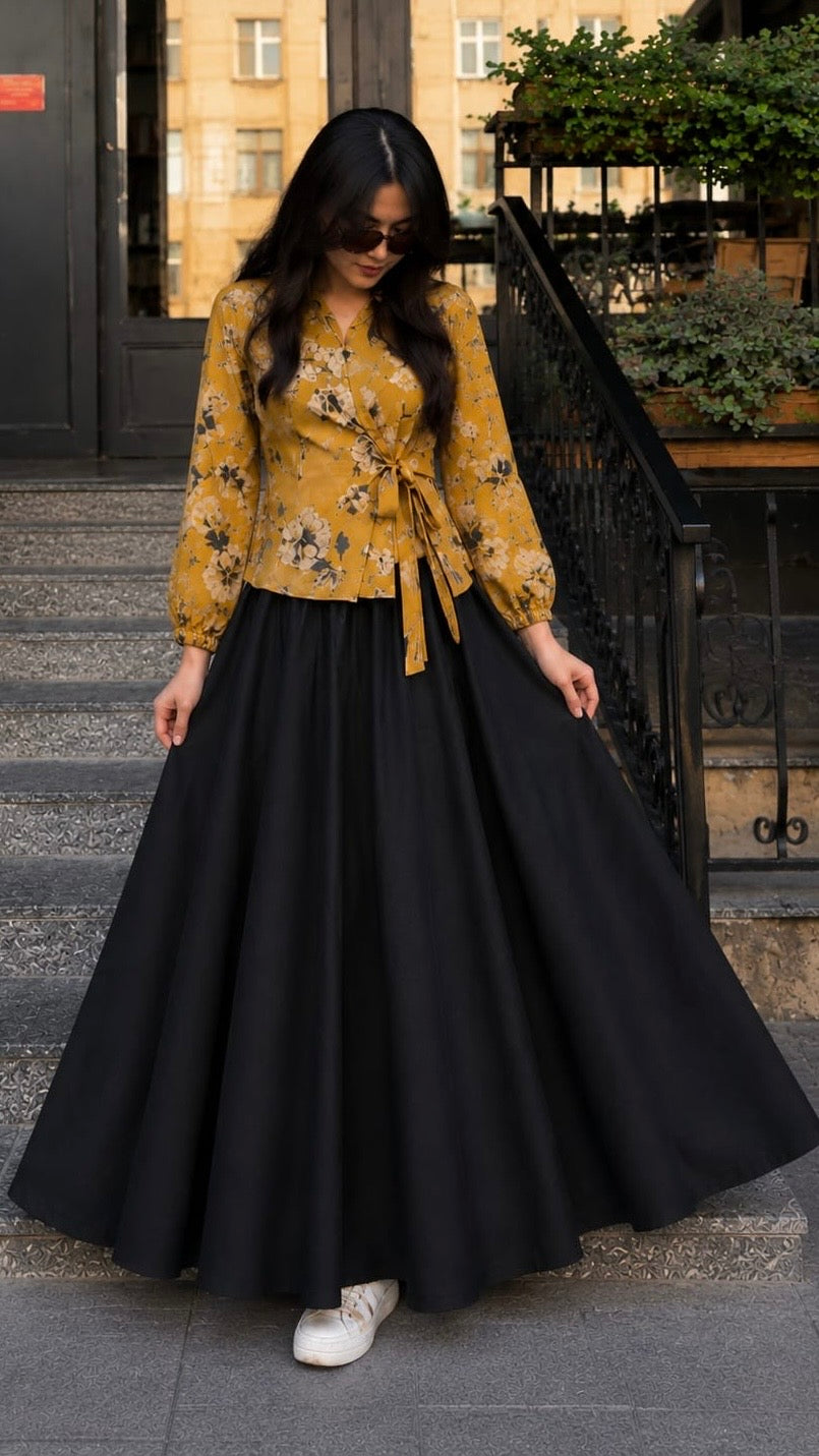 Floral Wrap Top & Skirt