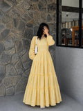 Chikankari Cinderalla Butteryellow Frock