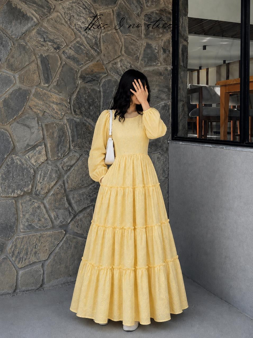 Chikankari Cinderalla Butteryellow Frock