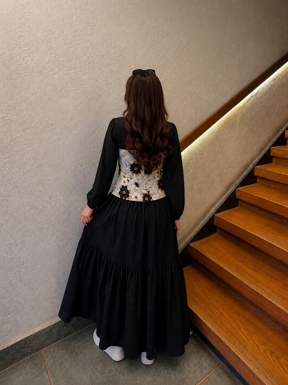 Chikankari Corset Top & Skirt Set