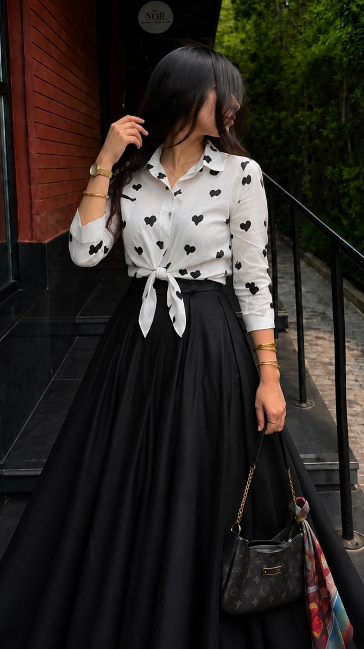 Heart Top & Flowy Skirt