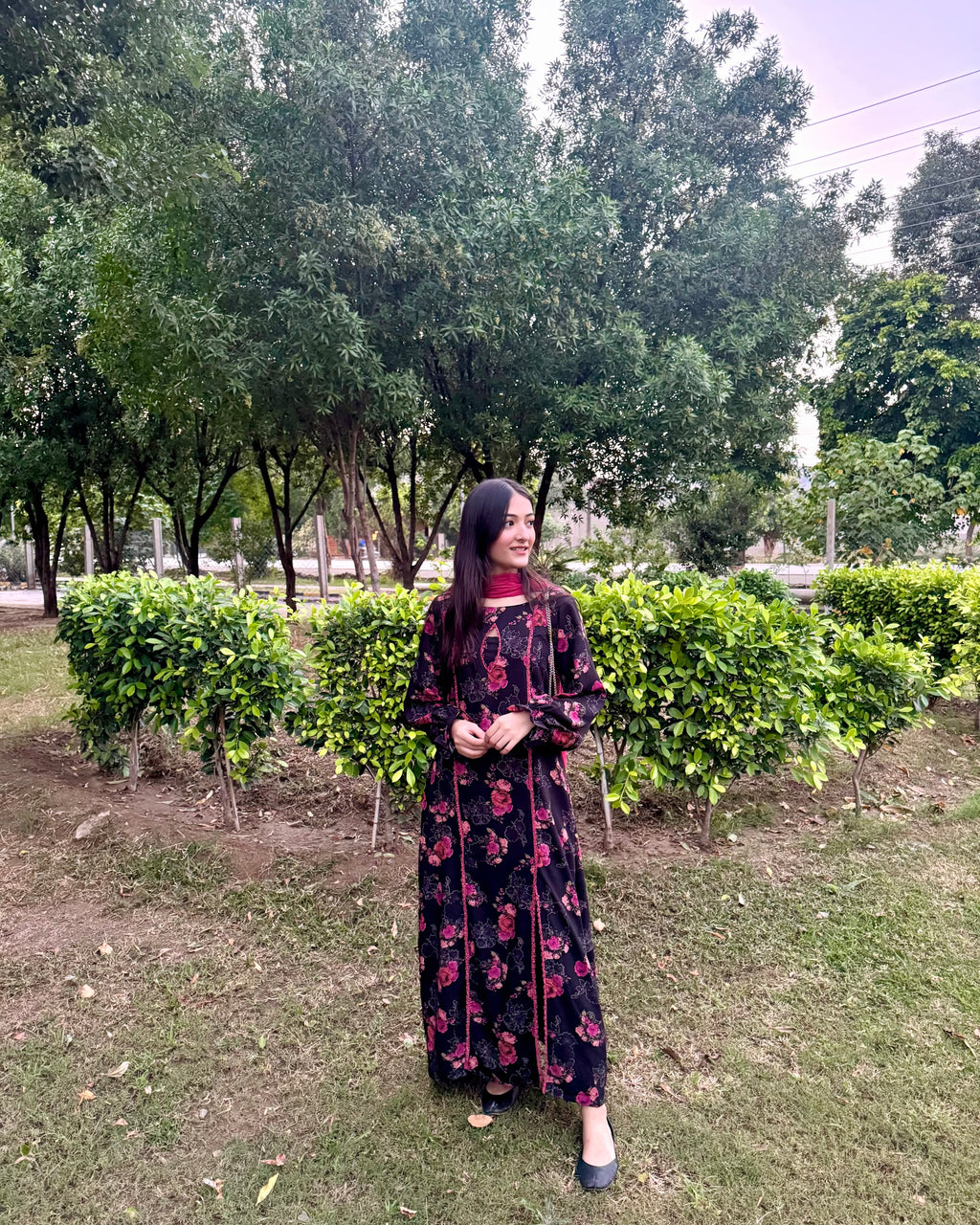 Double Slit Long Shirt & Trouser Set