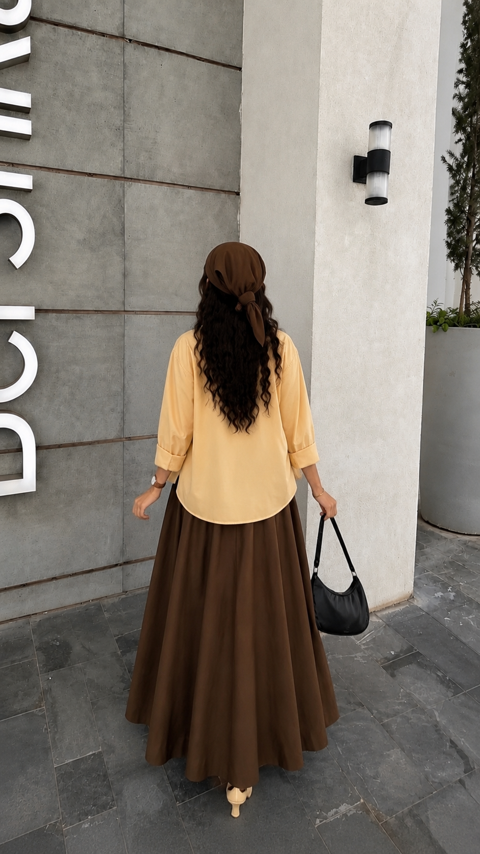 Chocolate Brown Skirt & Shirt Set