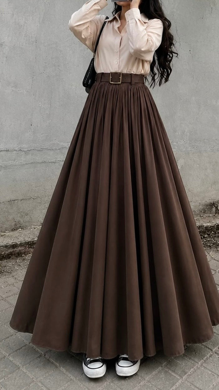 Brown Skirt & Beige Top