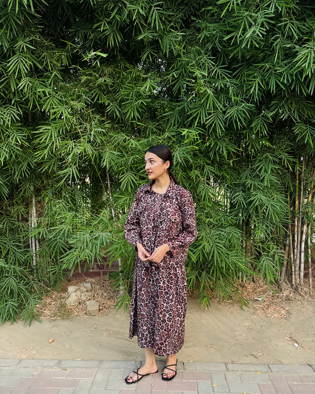 Leopard print Frock with Coat