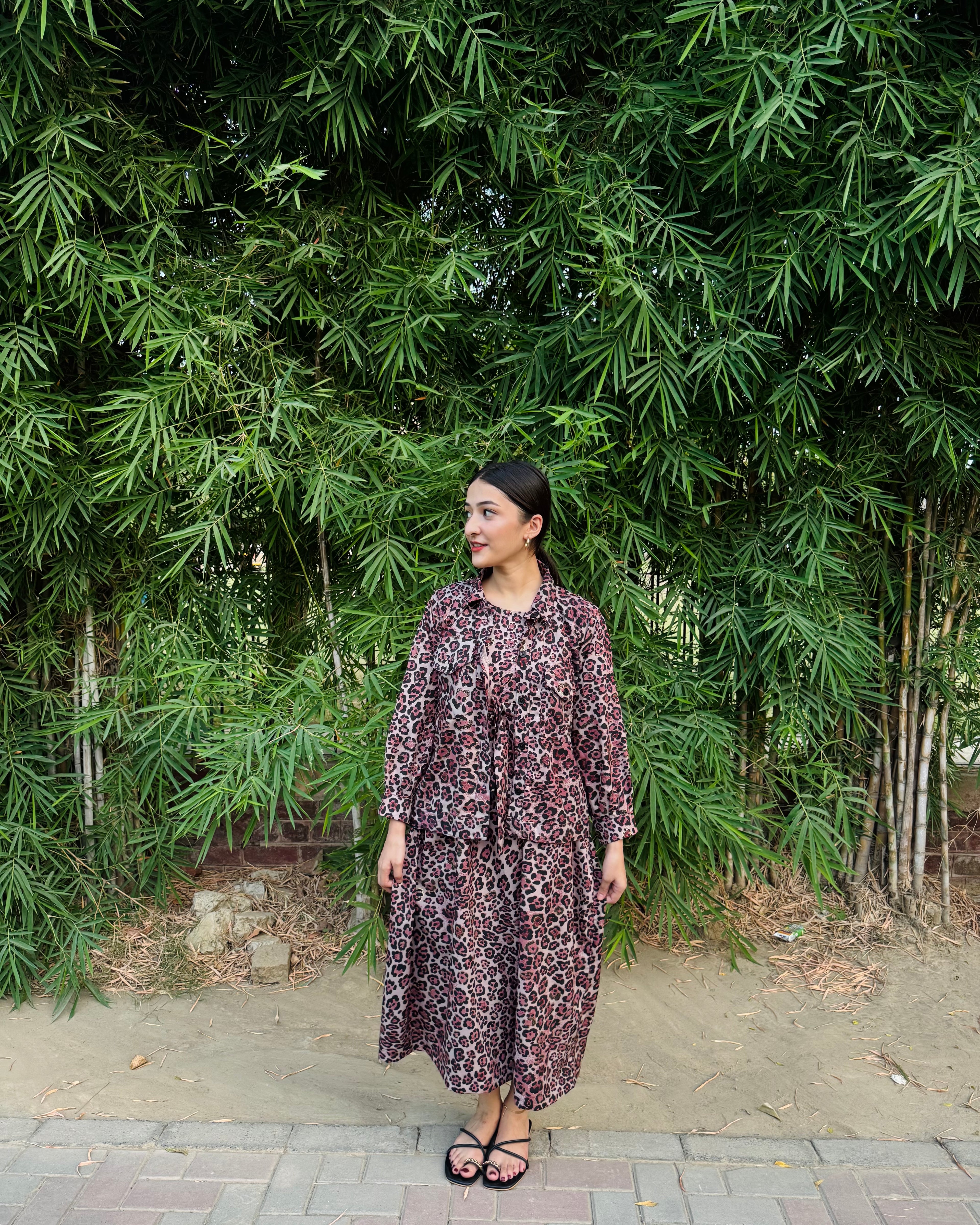 Leopard print Frock with Coat