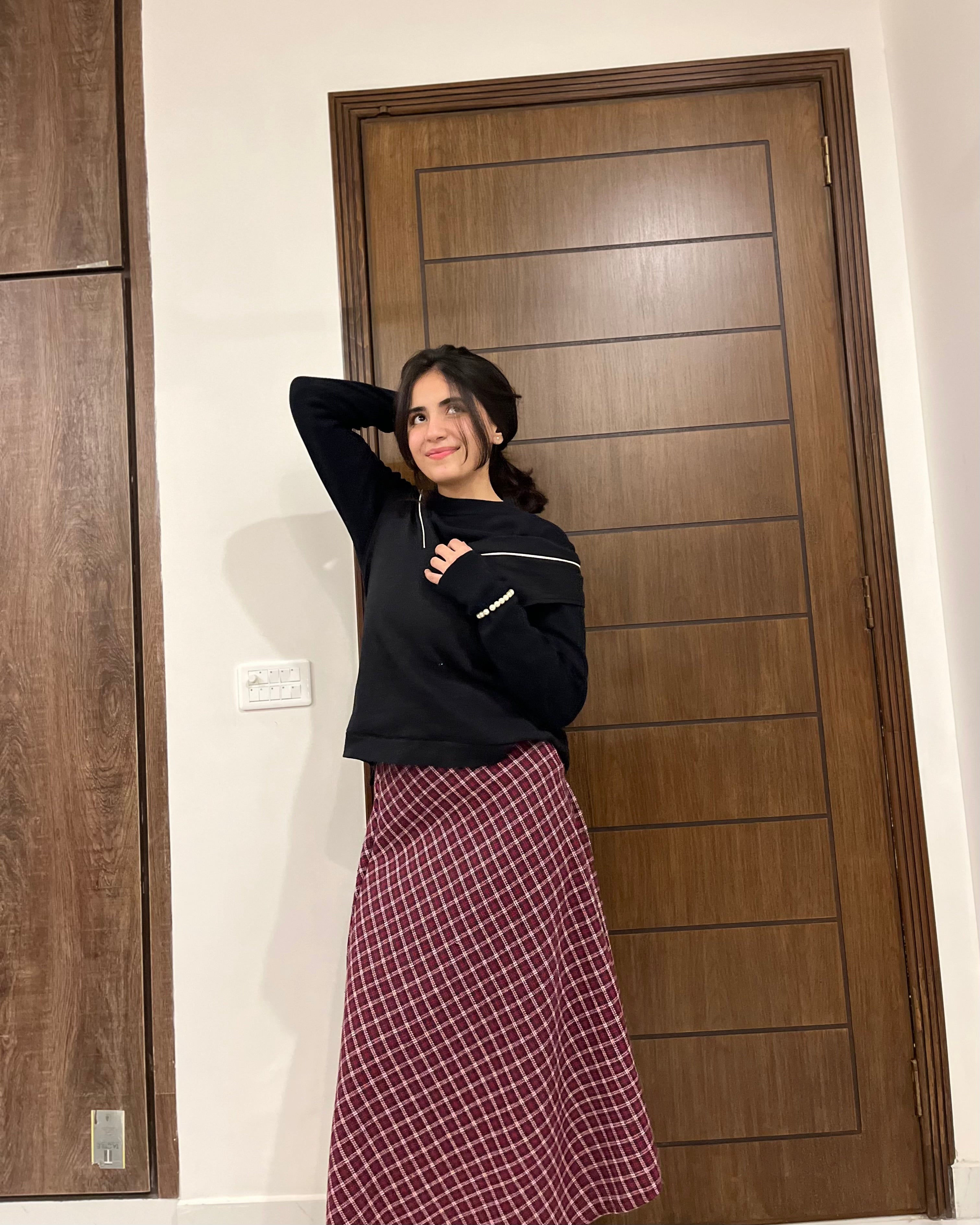 Plaid Wool Skirt