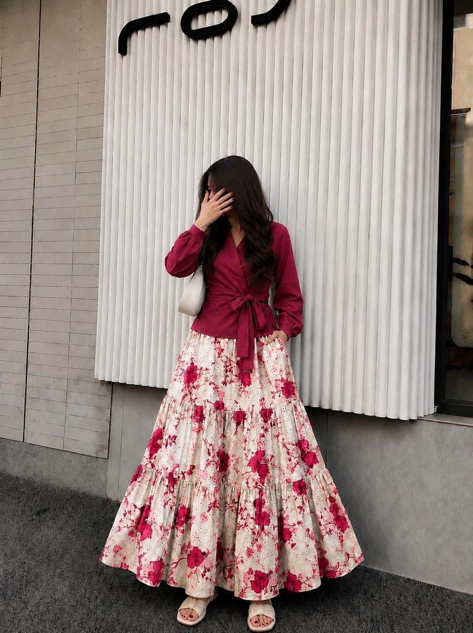 Top & Chikankari Skirt