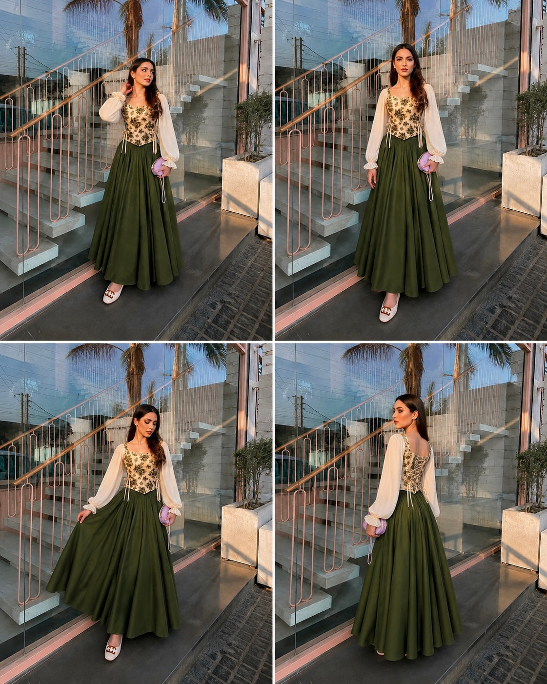 Corset Top & Olive Skirt