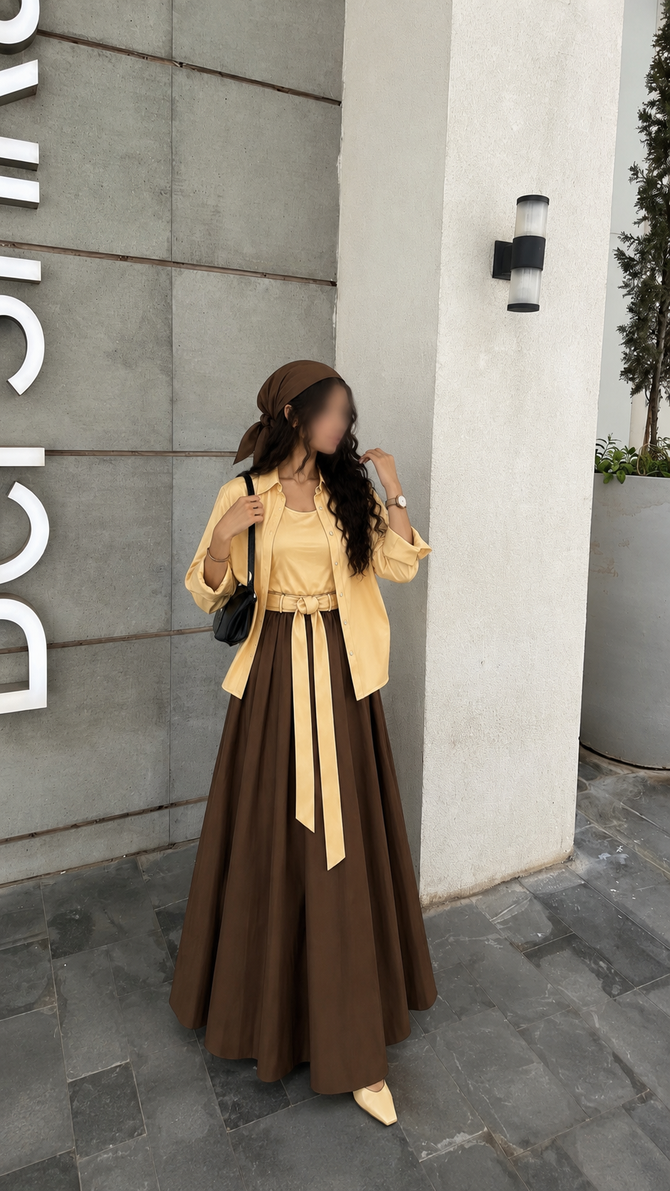 Chocolate Brown Skirt & Shirt Set