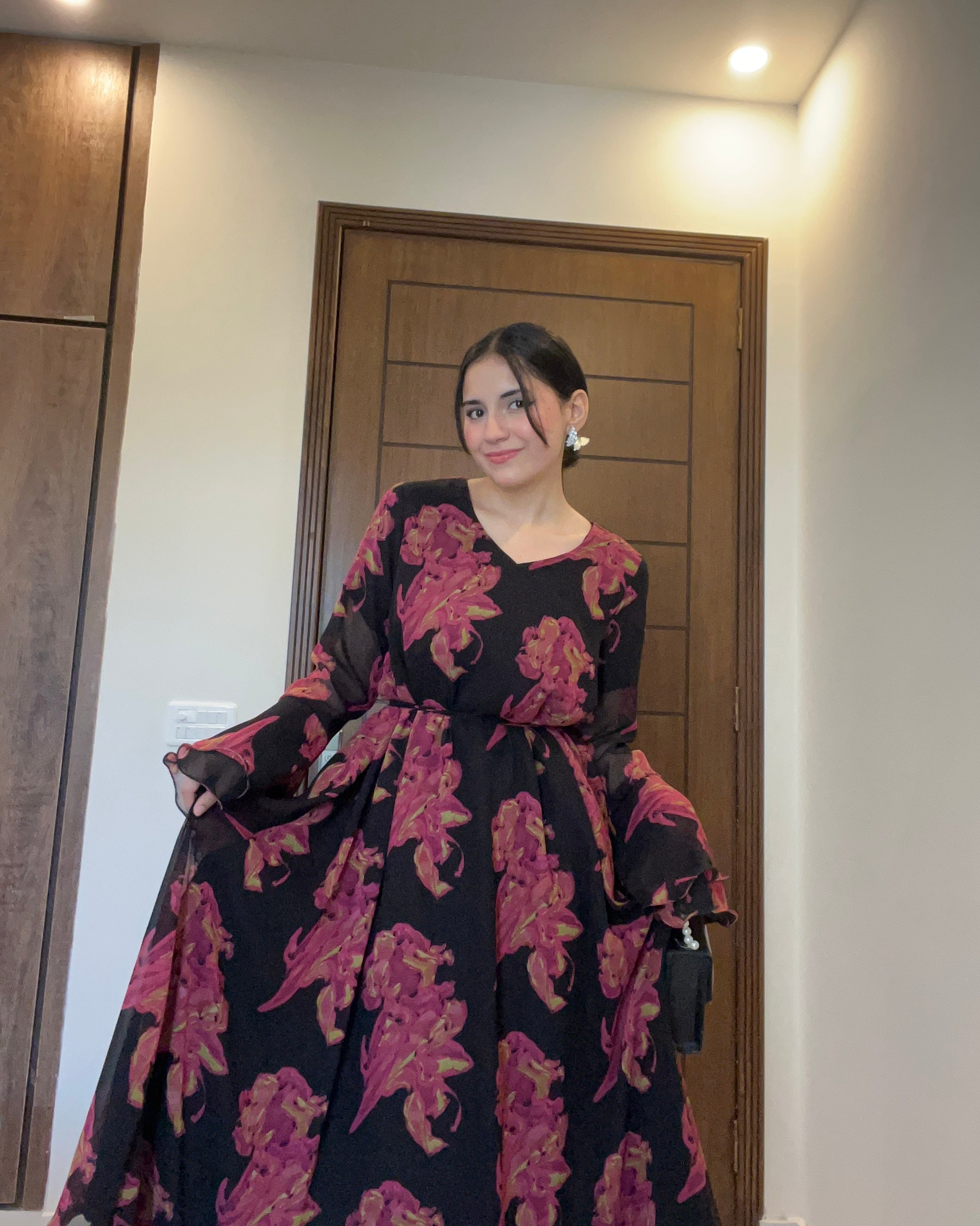 Dark Mirage Floral Long Dress