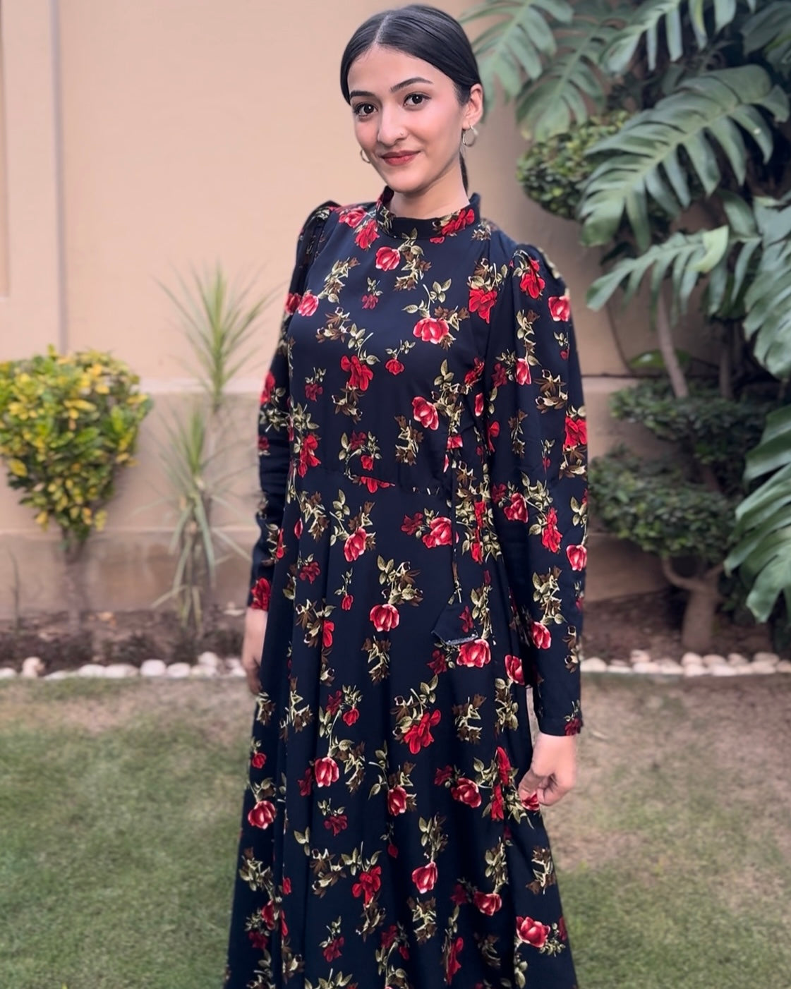 Red Whisper on Blue long Dress