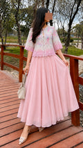 Chikankari Bow Top & Skirt Set