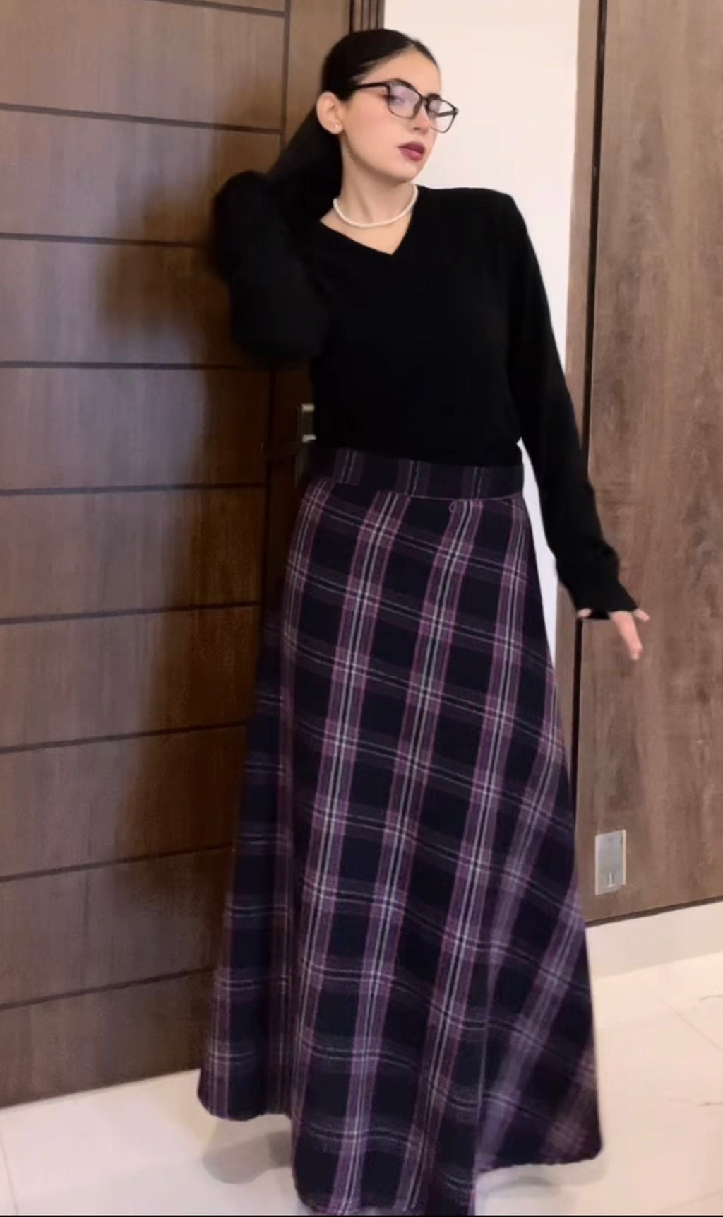 Plaid Wool Skirt
