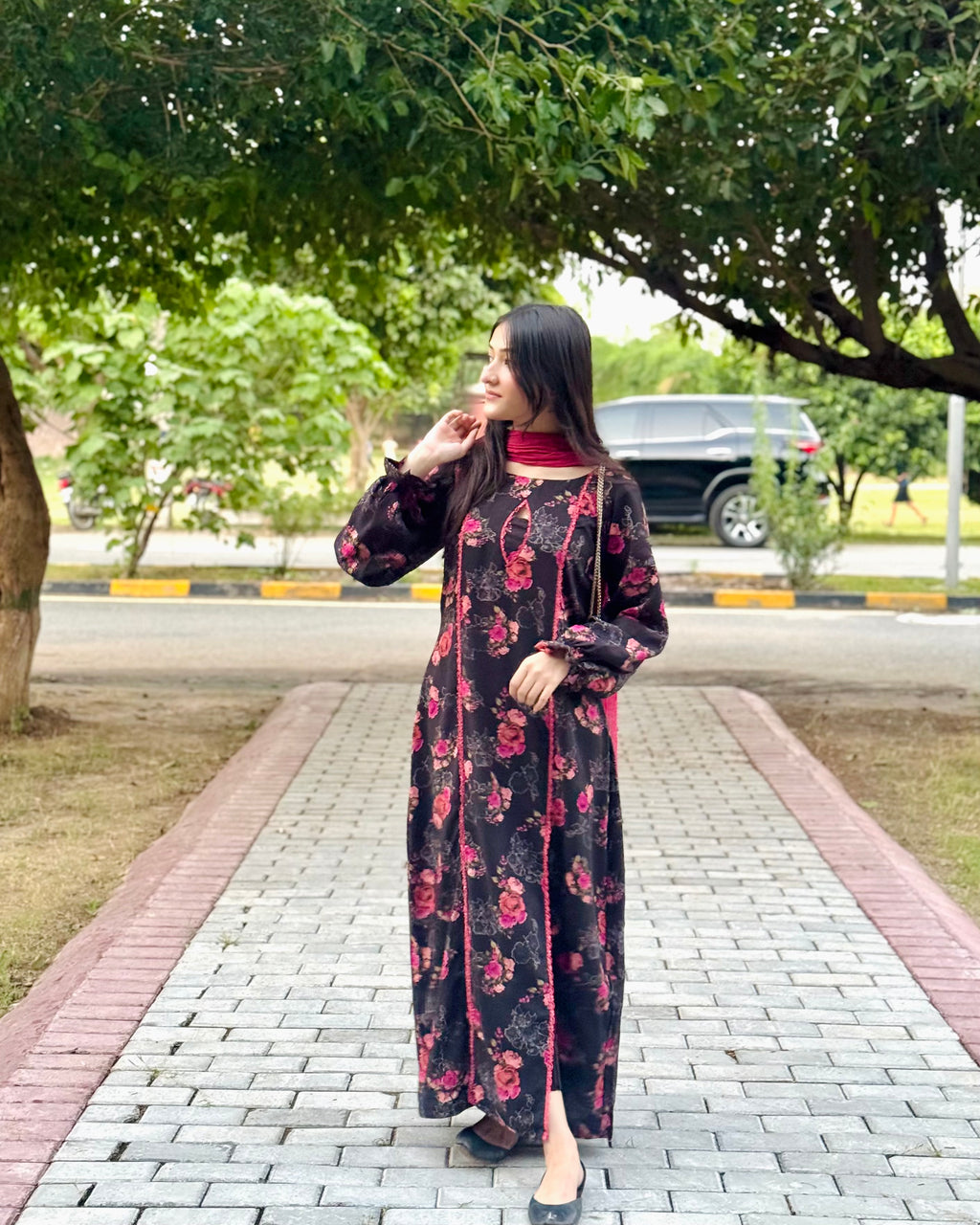 Double Slit Long Shirt & Trouser Set