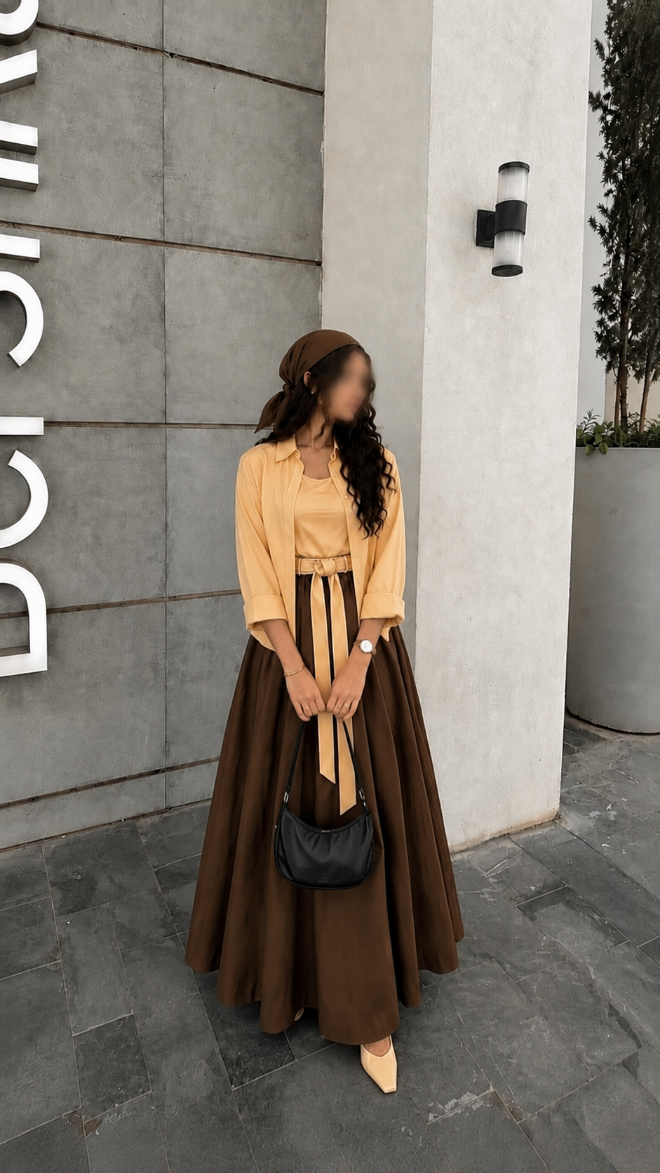 Chocolate Brown Skirt & Shirt Set