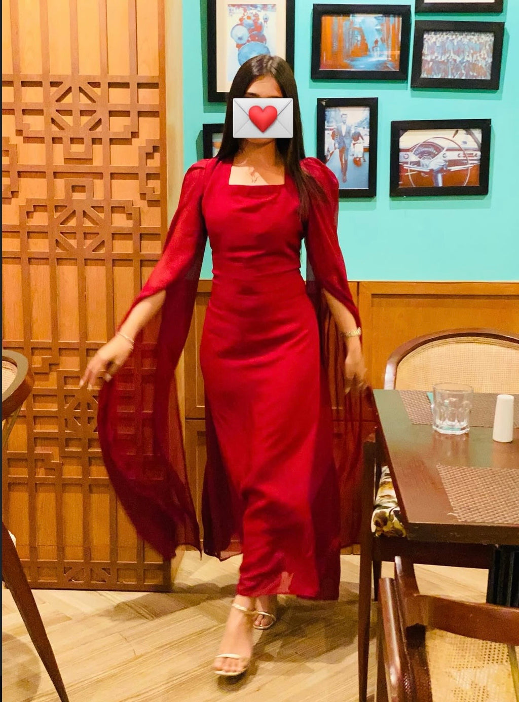 Crimson Sleeves Dress