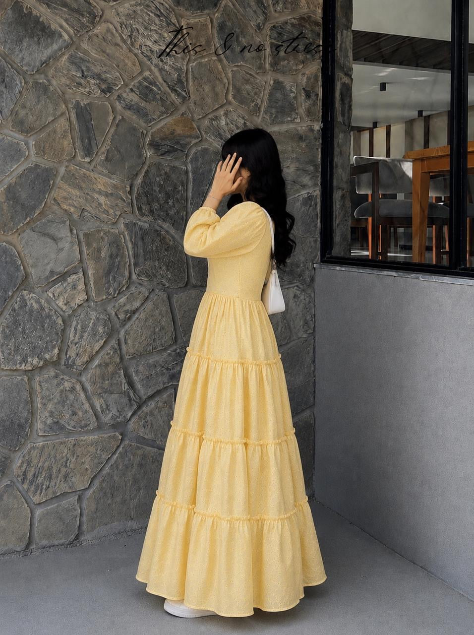 Chikankari Cinderalla Butteryellow Frock