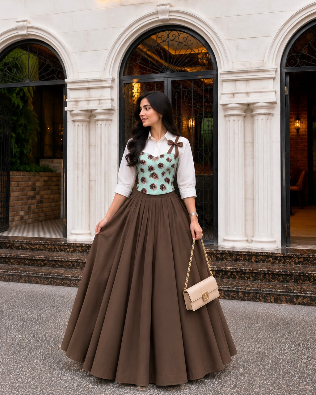 Corset Top Shirt & Skirt