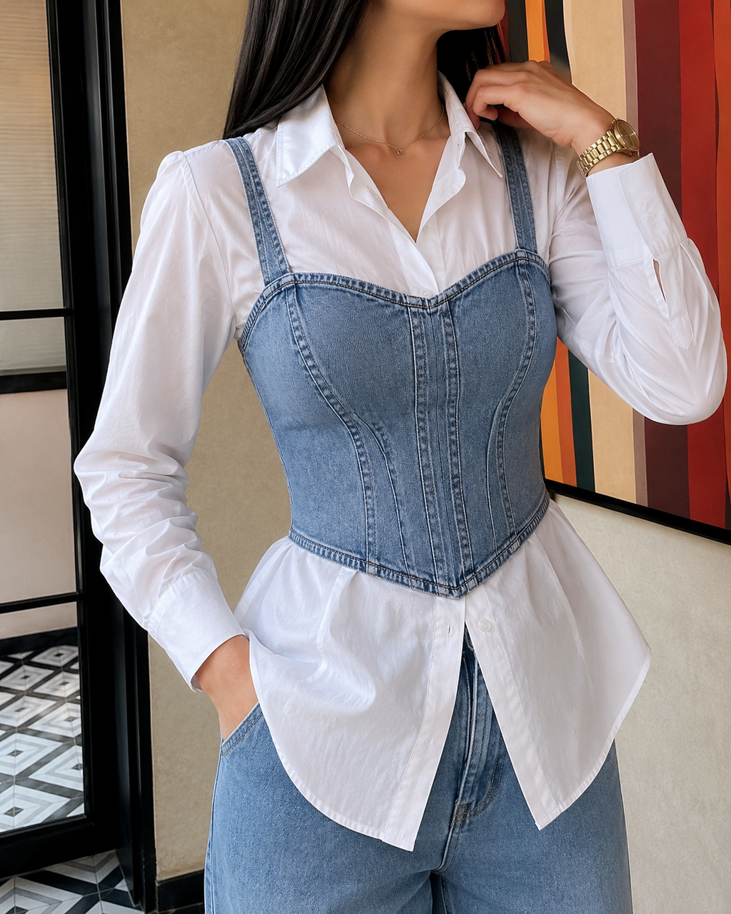 Denim Corset Vest