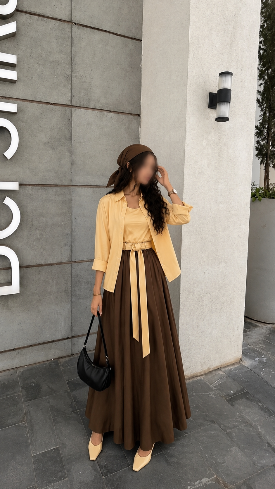 Chocolate Brown Skirt & Shirt Set