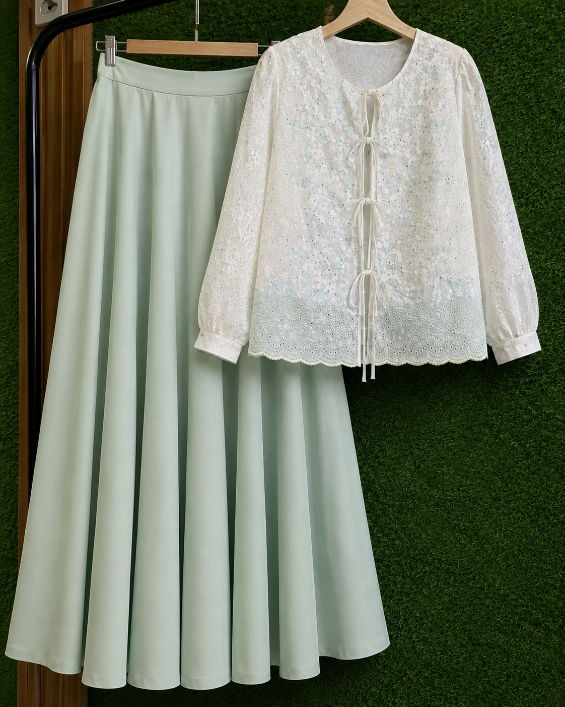 Embroided Chikankari Top & Skirt