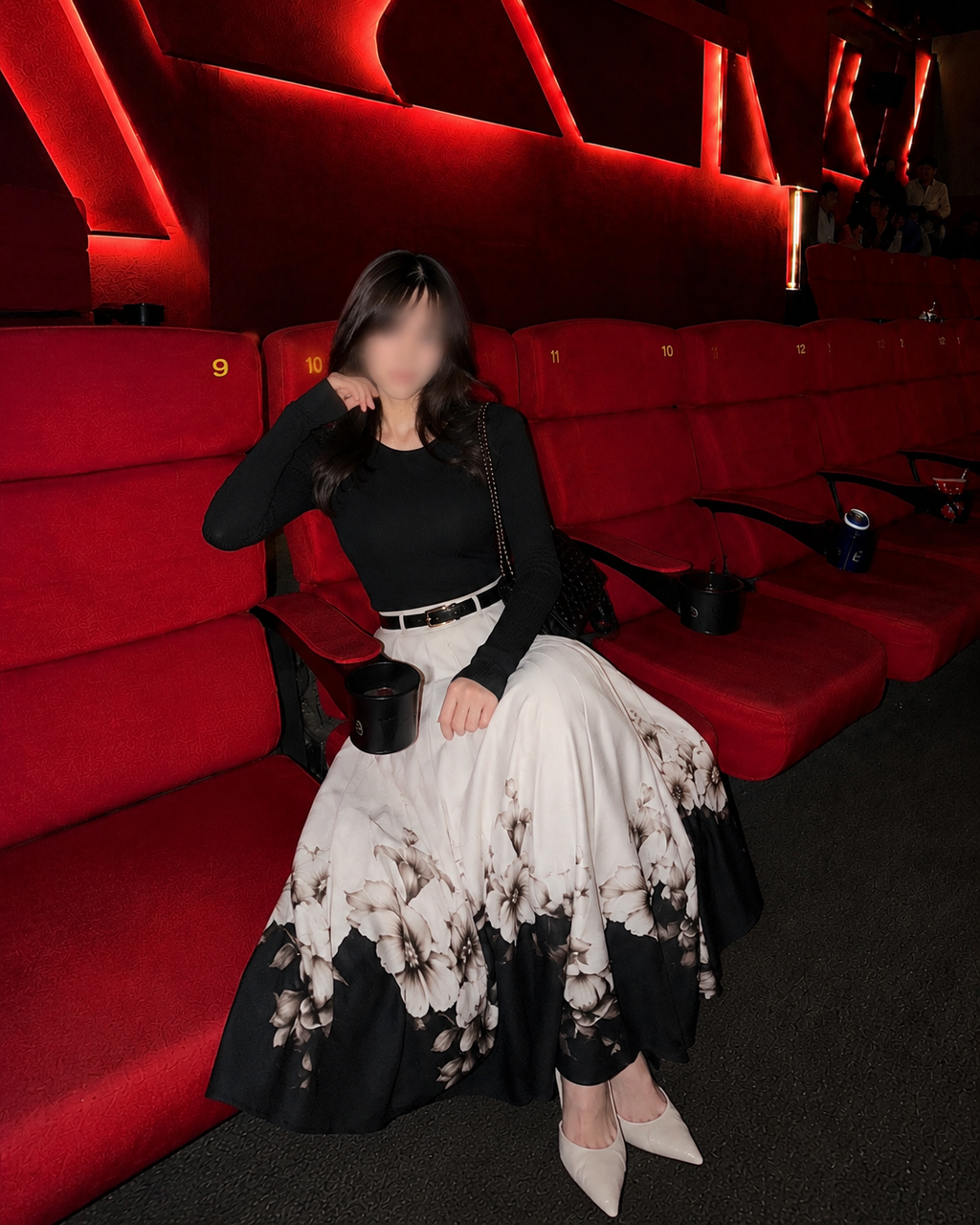 Black & Ivory floral skirt Set