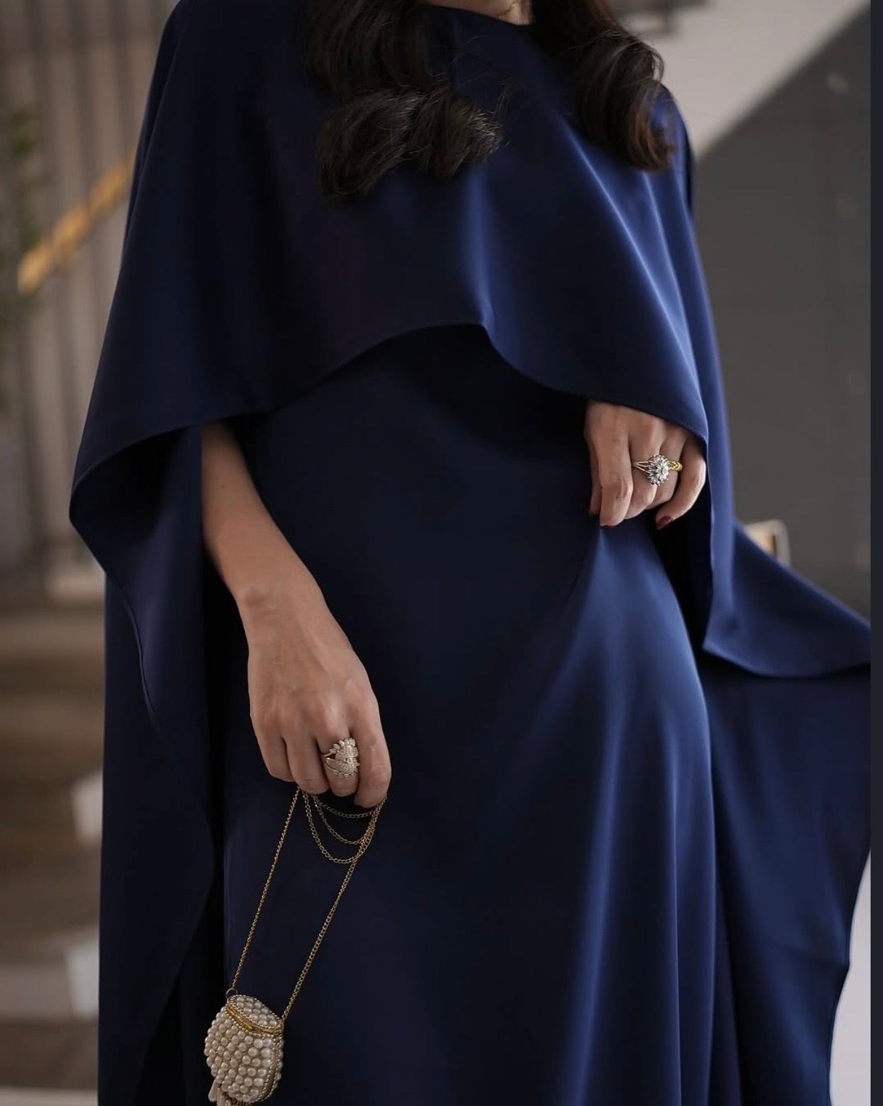Navy Cape Dress