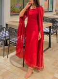Crimson Sleeves Dress