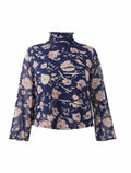 Navy Floral High-Neck Top