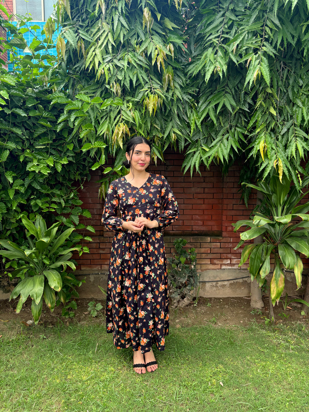 Noir Petal Flared Frock