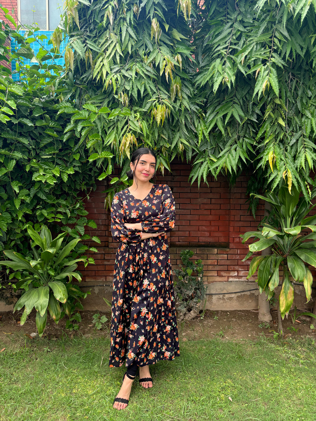 Noir Petal Flared Frock