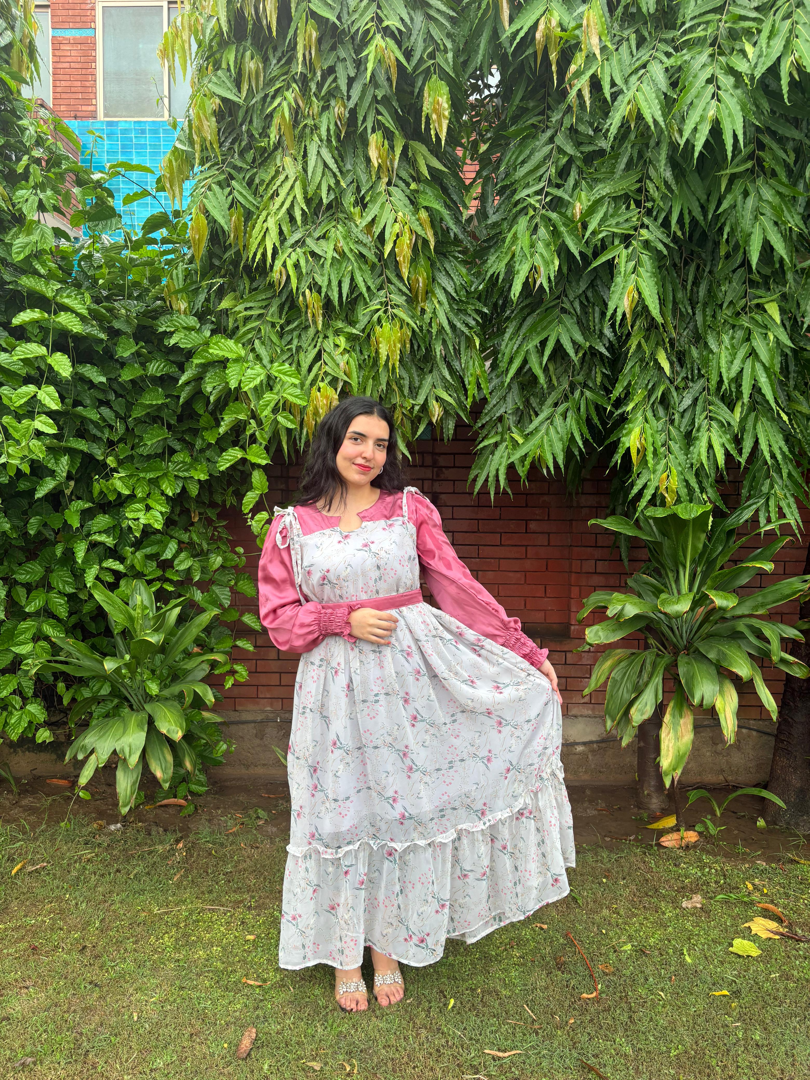 Dusky Petal Flared Frock